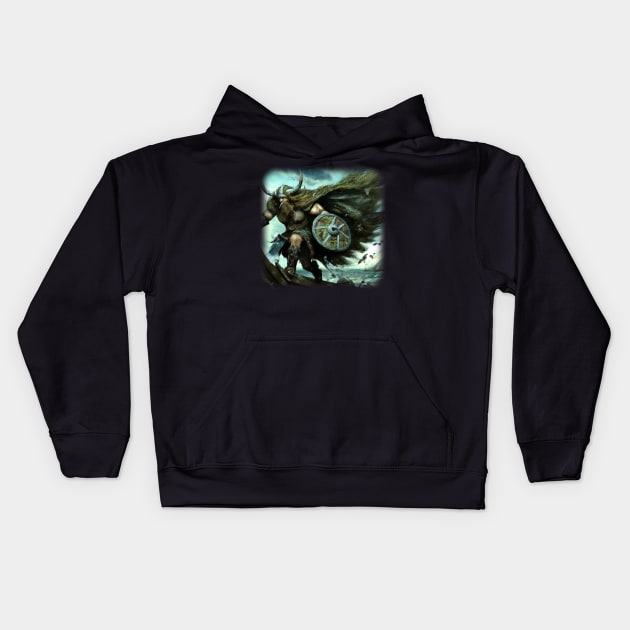 Viking warrior going to war Kids Hoodie by Perryfranken